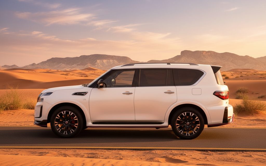 Nissan Patrol 2022 White side profile – rental in Dubai