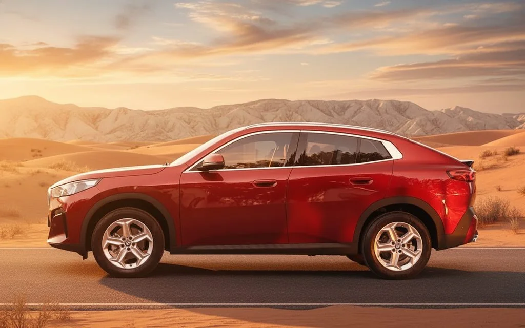 Bmw X2 2024 Red side profile – rental in Dubai