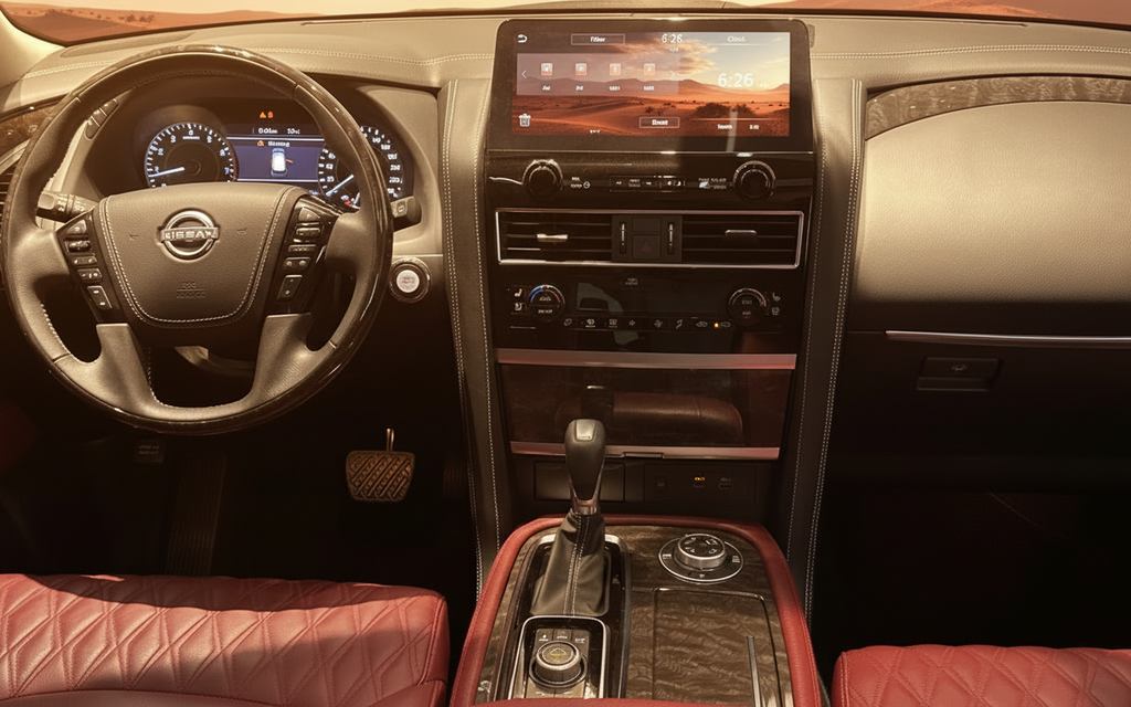 Nissan Patrol 2023 dashboard and infotainment – rental in Dubai