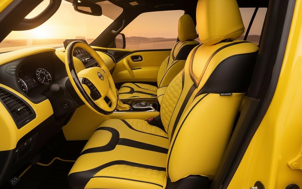 Nissan Patrol 2023 leather seats and cabin – rental in Dubai