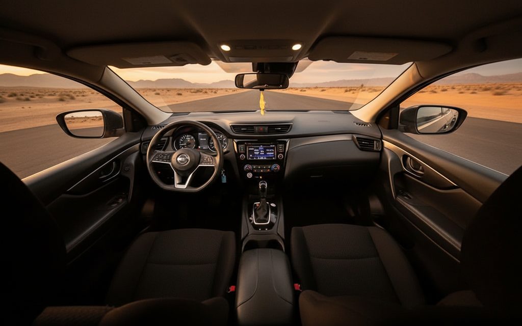 Nissan Rogue 2020 interior view showing trim – rental in Dubai