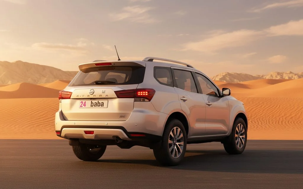 Nissan X Terra 2022 Silver rear view showing taillights – rental in Dubai