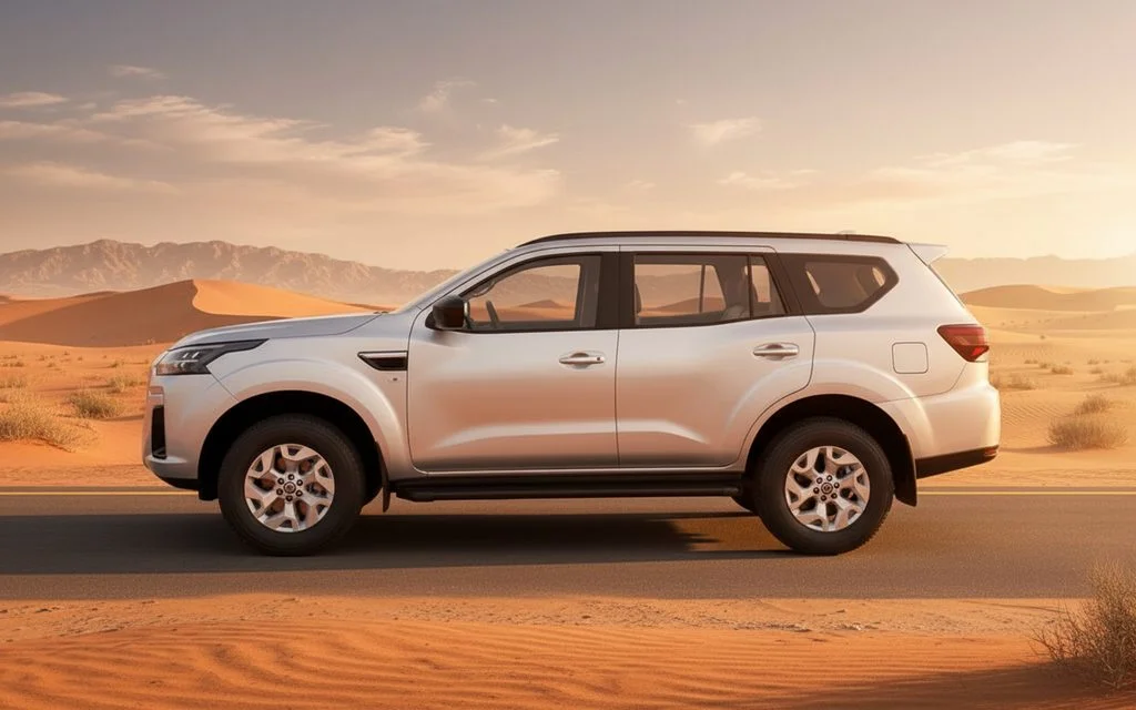 Nissan X Terra 2022 Silver side profile – rental in Dubai