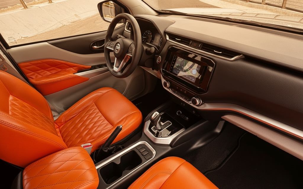 Nissan X Terra 2022 leather seats and cabin – rental in Dubai