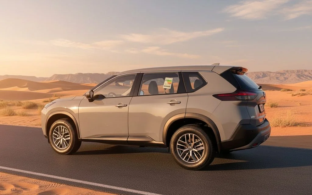 Nissan X Trail 2023 Grey rear view showing taillights – rental in Dubai