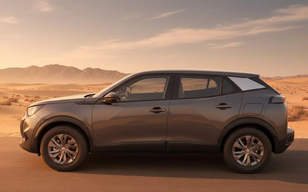 Peugeot 2008 2023 Brown side profile – rental in Dubai