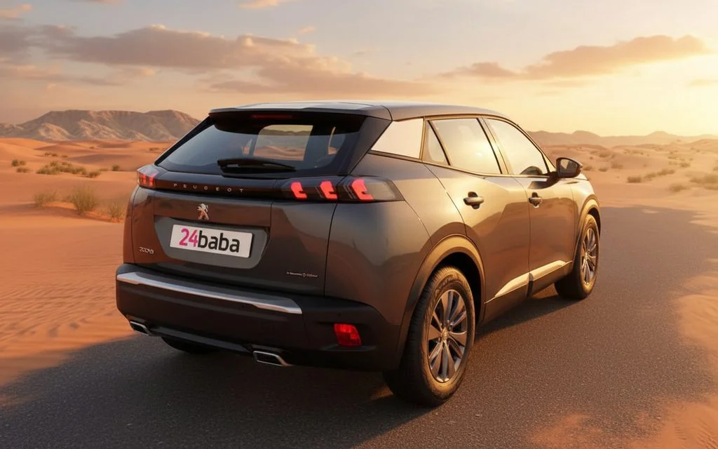 Peugeot 2008 2023 Brown rear view showing taillights – rental in Dubai