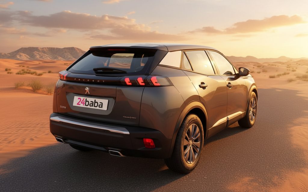 Peugeot 2008 2023 Brown rear view showing taillights – rental in Dubai