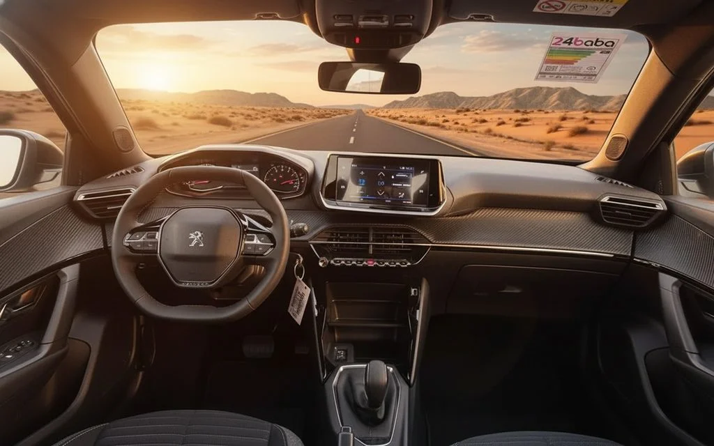 Peugeot 2008 2023 interior view showing trim – rental in Dubai