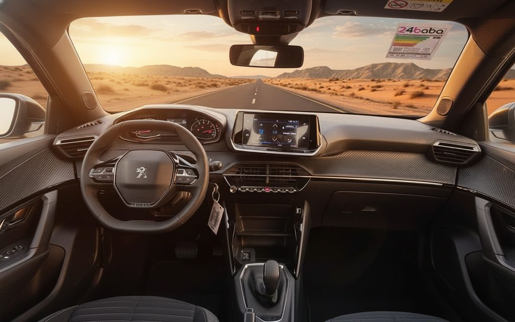 Peugeot 2008 2023 interior view showing trim – rental in Dubai