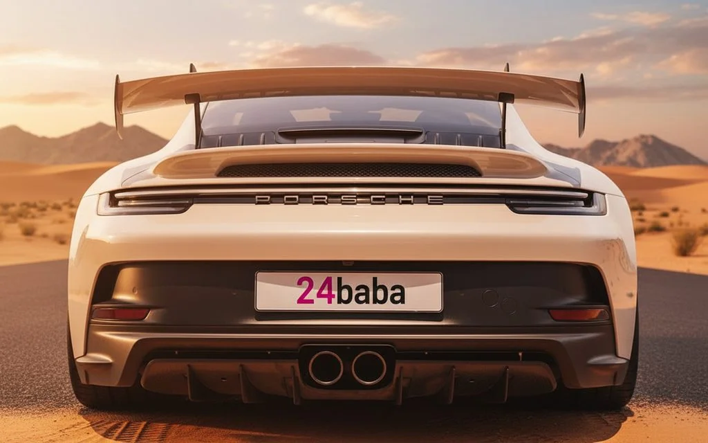 Porsche 911 2024 Grey rear view showing taillights – rental in Dubai