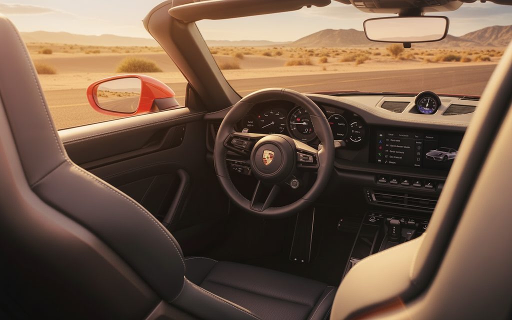 Porsche 911 2022 interior view showing trim – rental in Dubai