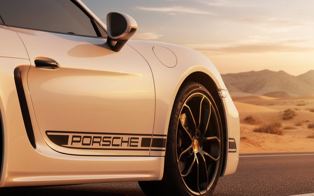 Porsche Boxster 2024 alloy wheel close up – rental in Dubai