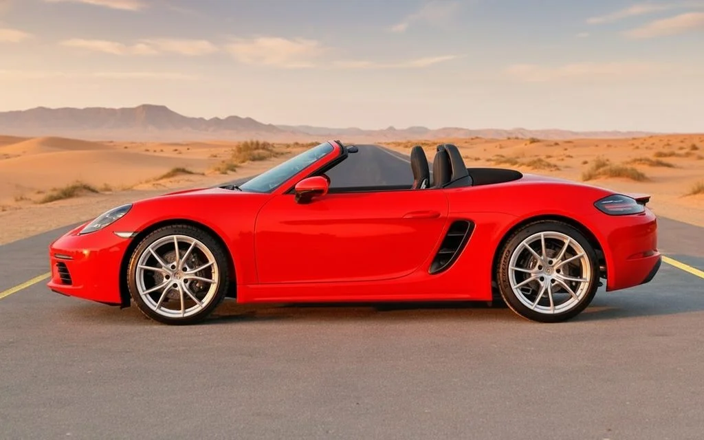 Porsche Boxster 2025 Red side profile