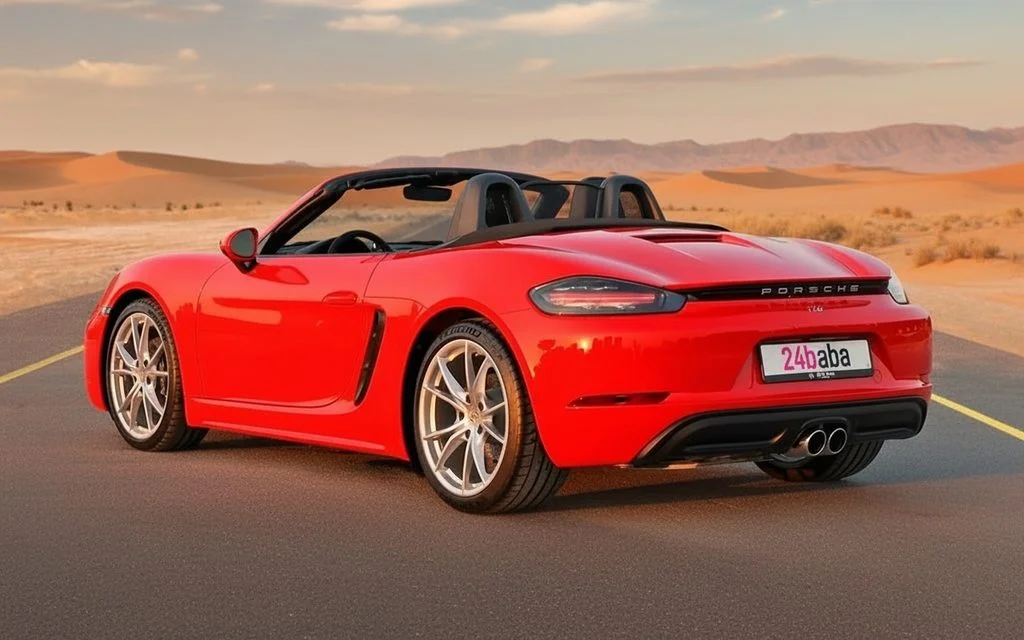Porsche Boxster 2025 Red rear view showing taillights