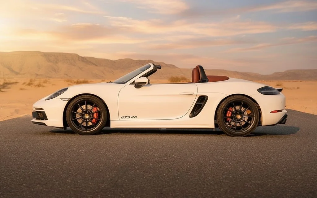 Porsche Boxster 2021 White side profile