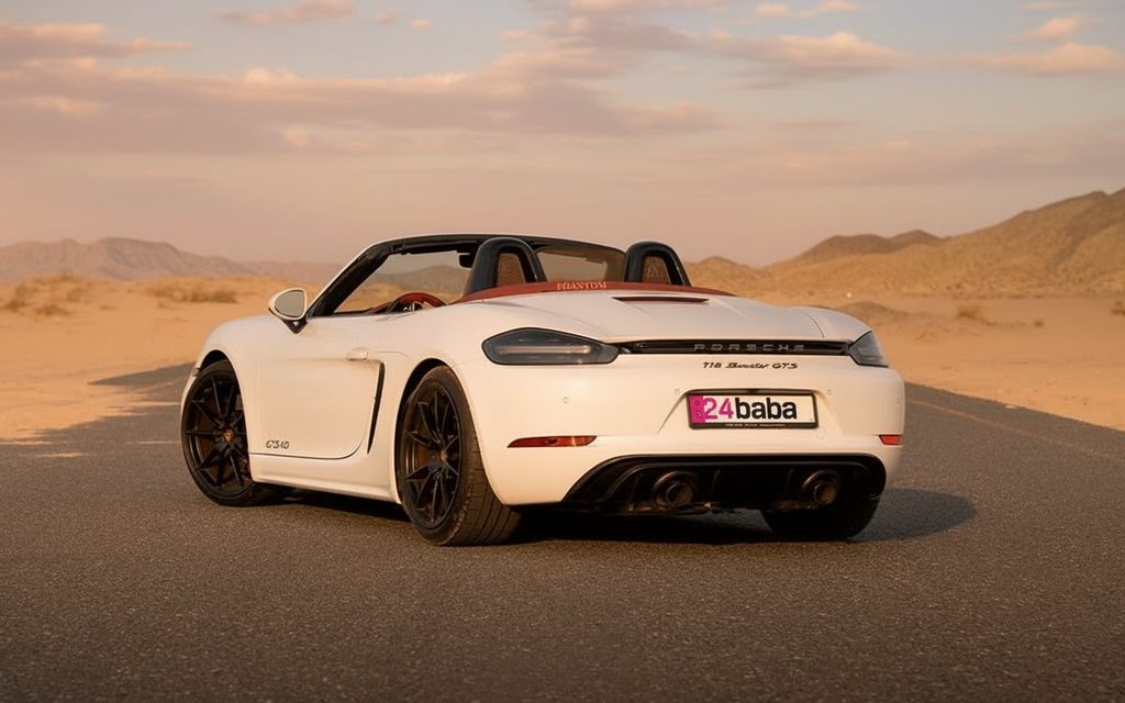 Porsche Boxster 2021 White rear view showing taillights