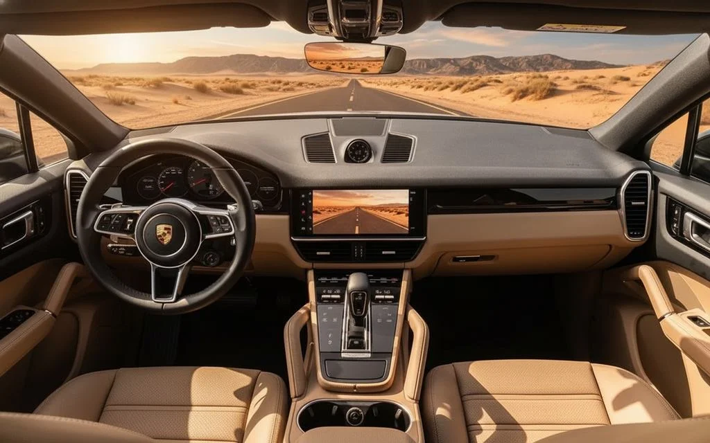 Porsche Cayenne 2022 interior view showing trim – rental in Dubai