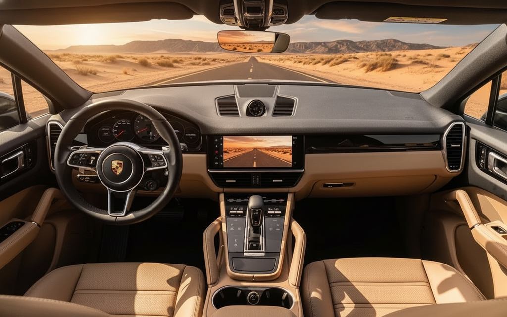 Porsche Cayenne 2022 interior view showing trim – rental in Dubai