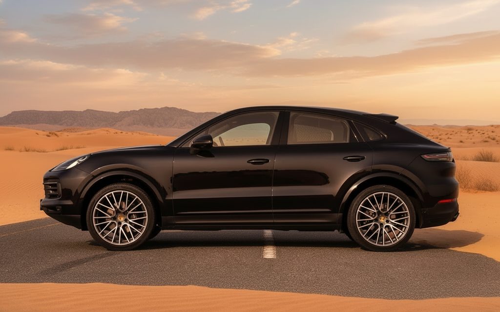 Porsche Cayenne 2022 Black side profile – rental in Dubai