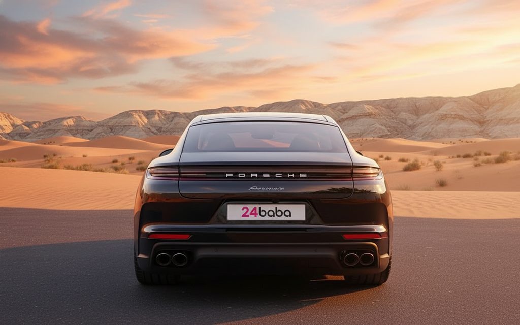 Porsche Panamera 2025 Black rear view showing taillights