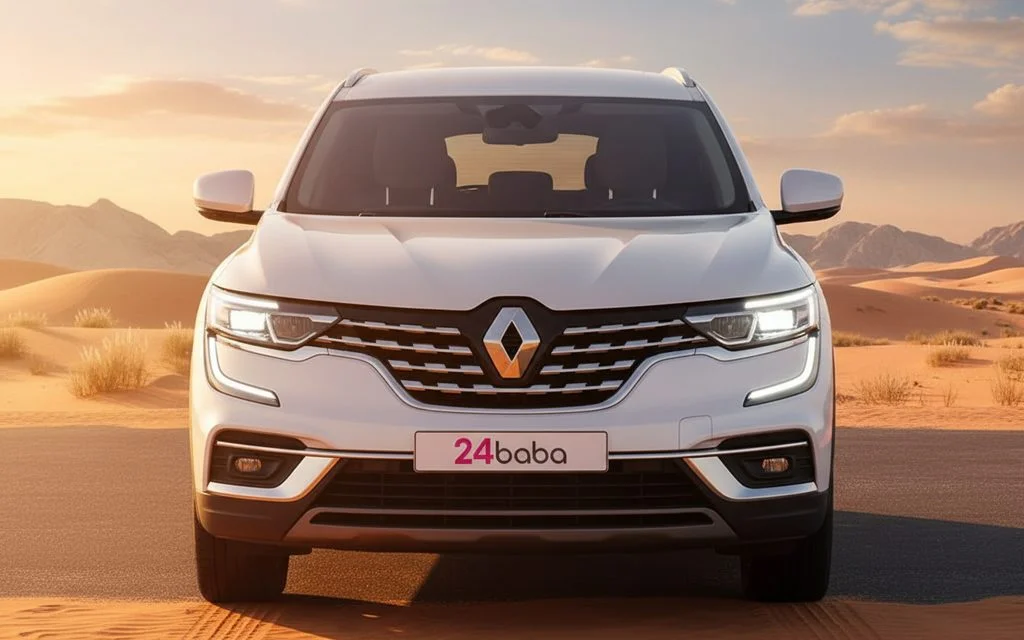 Renault Koleos 2022 White front view with headlights – rental in Dubai