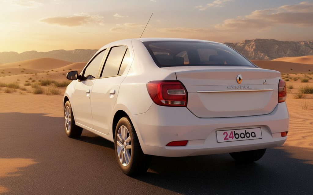 Renault Symbol 2022 White rear view showing taillights – rental in Dubai