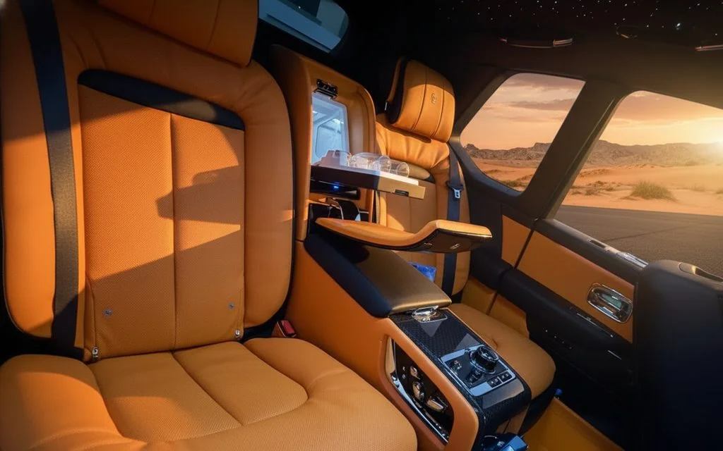 RollsRoyce Cullinan 2024 leather seats and cabin – rental in Dubai