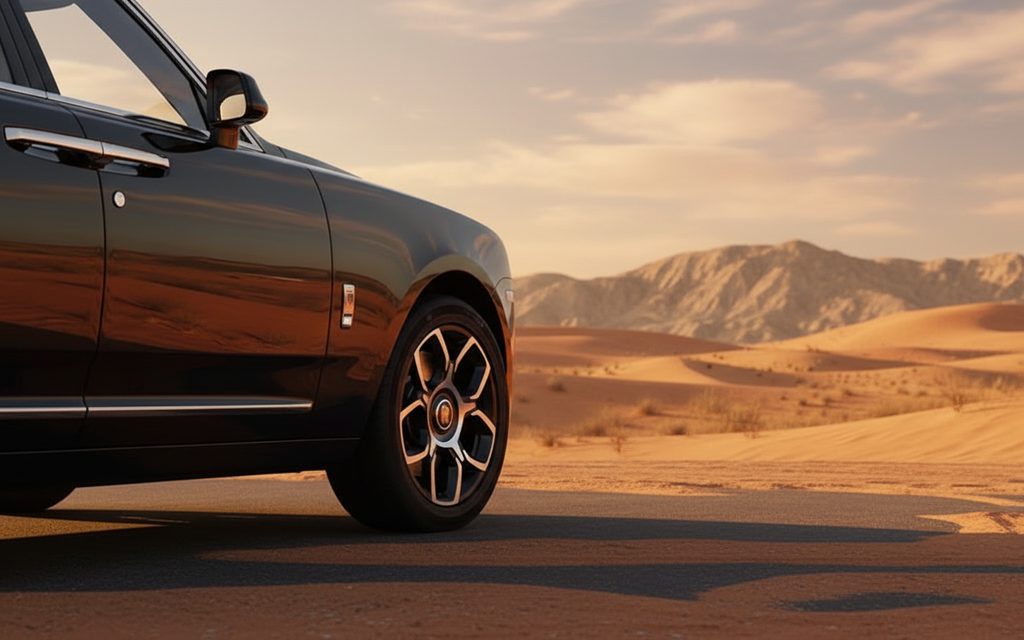 RollsRoyce Cullinan 2024 alloy wheel close up – rental in Dubai