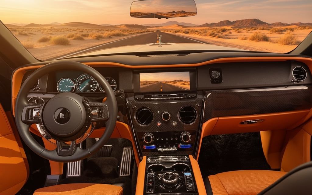 RollsRoyce Cullinan 2024 interior view showing trim – rental in Dubai