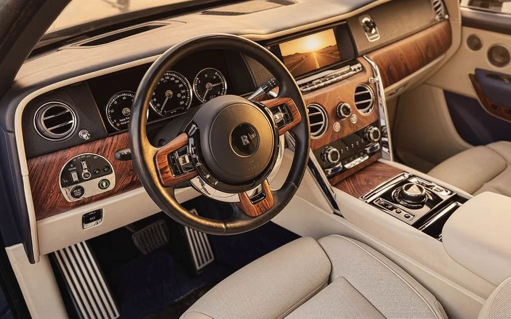RollsRoyce Cullinan 2023 interior view showing trim – rental in Dubai