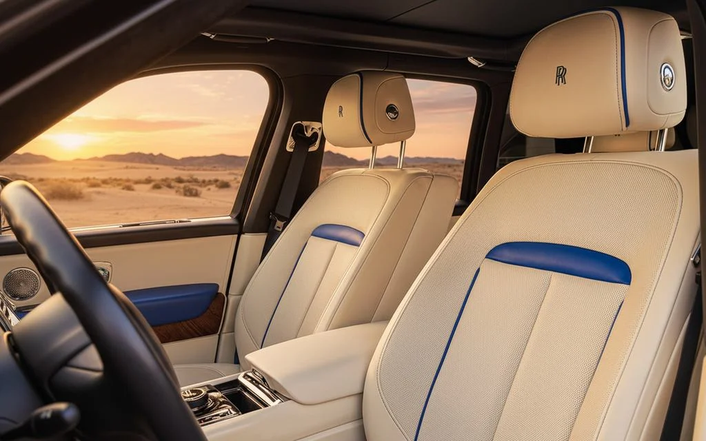 RollsRoyce Cullinan 2023 leather seats and cabin – rental in Dubai