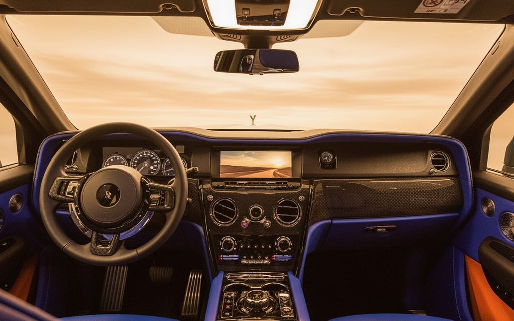 RollsRoyce Cullinan 2024 interior view showing trim – rental in Dubai