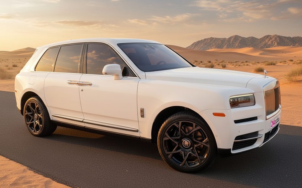 RollsRoyce Cullinan 2023 White side profile – rental in Dubai