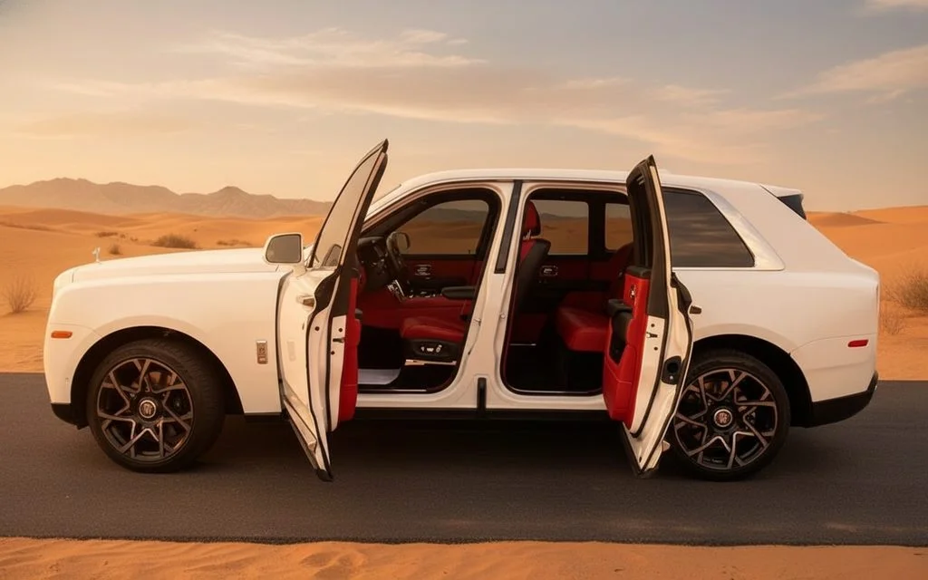 RollsRoyce Cullinan 2023 White side profile – rental in Dubai