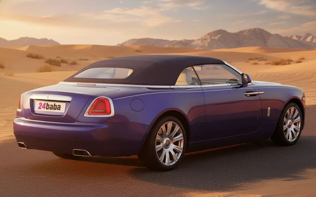 RollsRoyce Dawn 2025 Blue rear view showing taillights – rental in Dubai