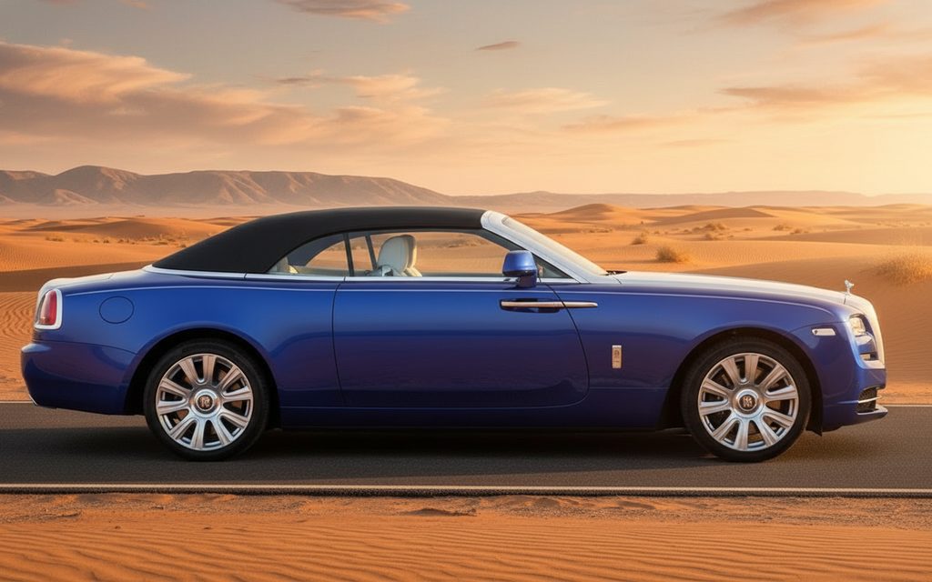 RollsRoyce Dawn 2025 Blue side profile – rental in Dubai