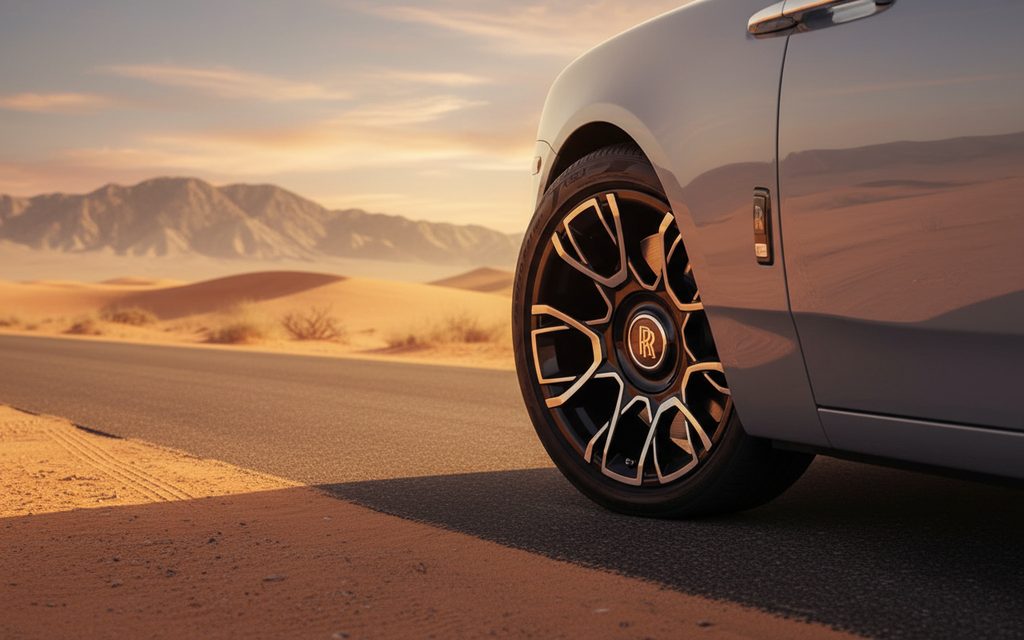 RollsRoyce Ghost 2023 alloy wheel close up – rental in Dubai