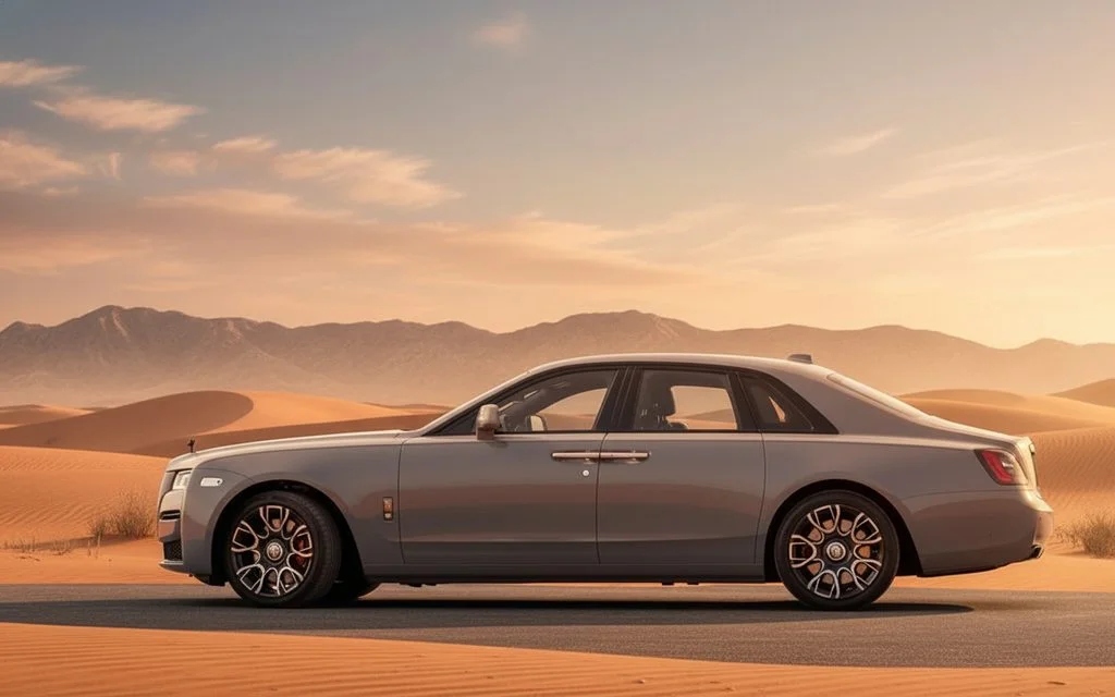 RollsRoyce Ghost 2023 Grey side profile – rental in Dubai