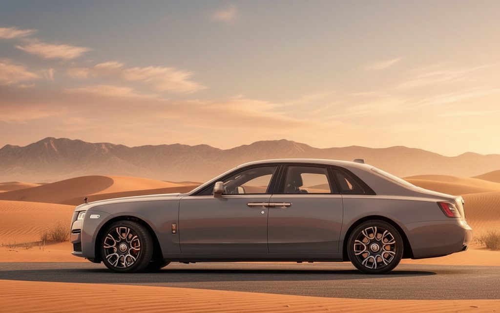RollsRoyce Ghost 2023 Grey side profile – rental in Dubai
