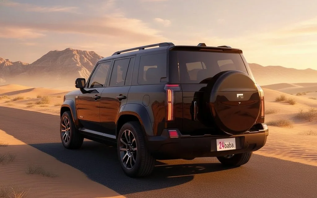 RoxMotor 01 2025 Black rear view showing taillights – rental in Dubai