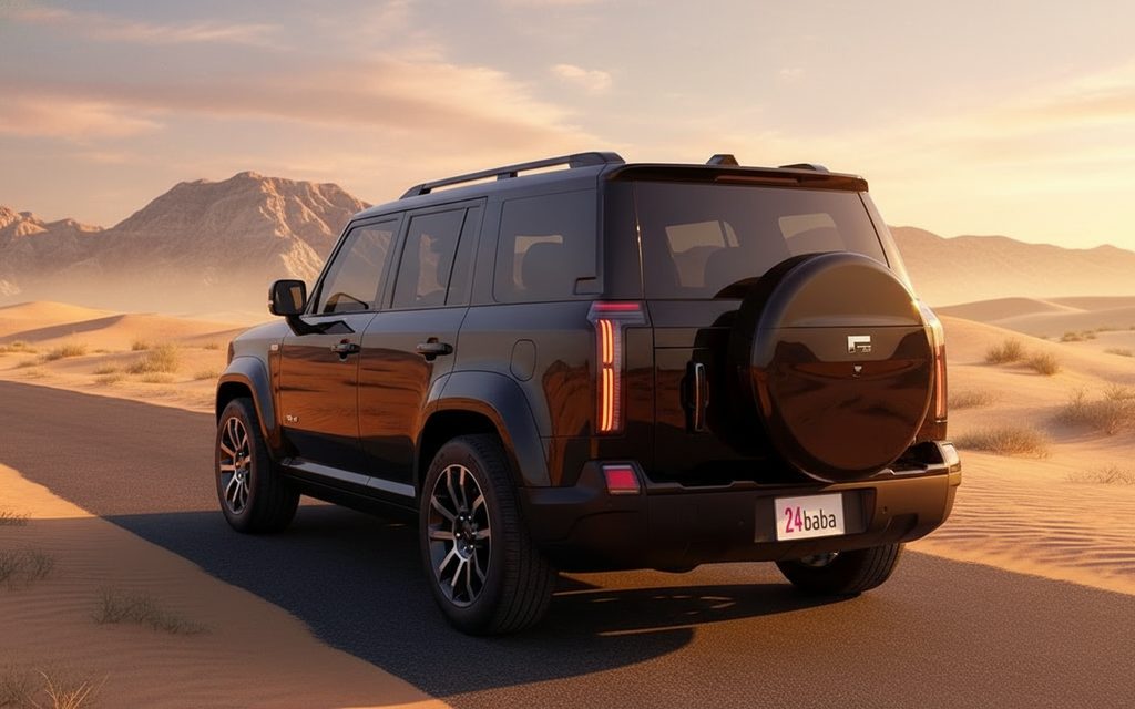 RoxMotor 01 2025 Black rear view showing taillights – rental in Dubai