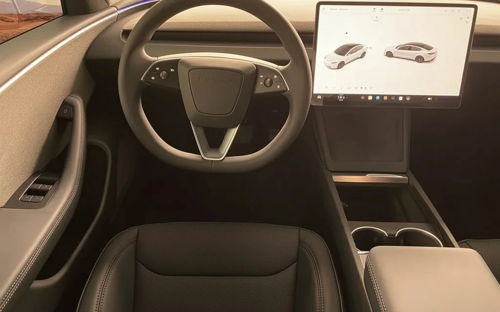 Tesla Model3 2024 interior view showing trim – rental in Dubai