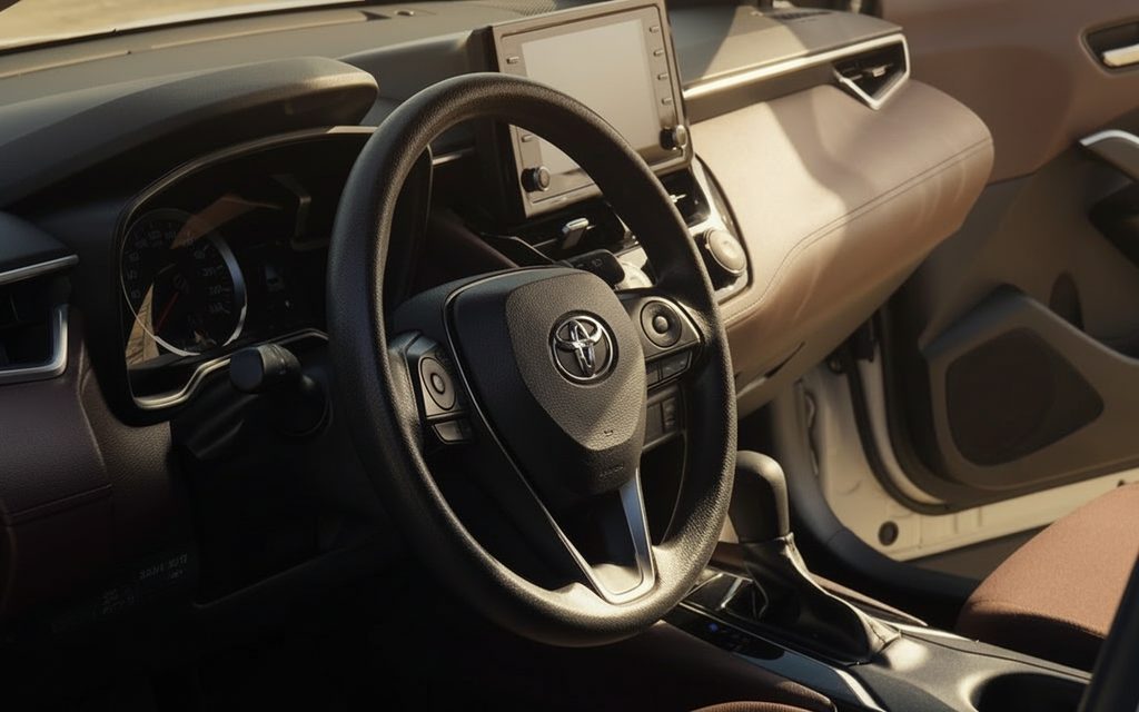 Toyota CorollaCross 2023 interior view showing trim – rental in Dubai