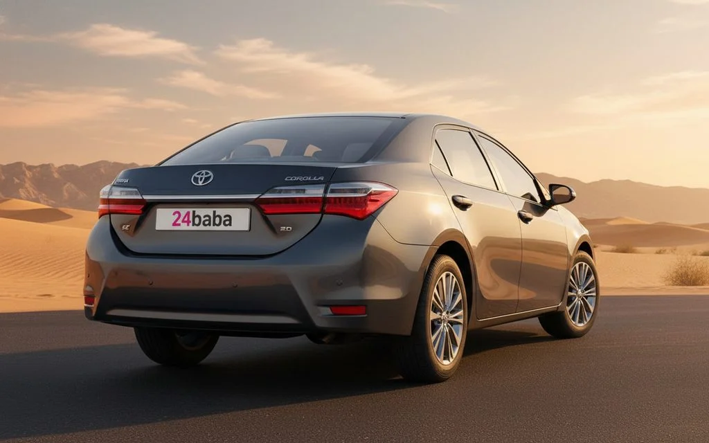 Toyota Corolla 2025 Grey rear view showing taillights – rental in Dubai