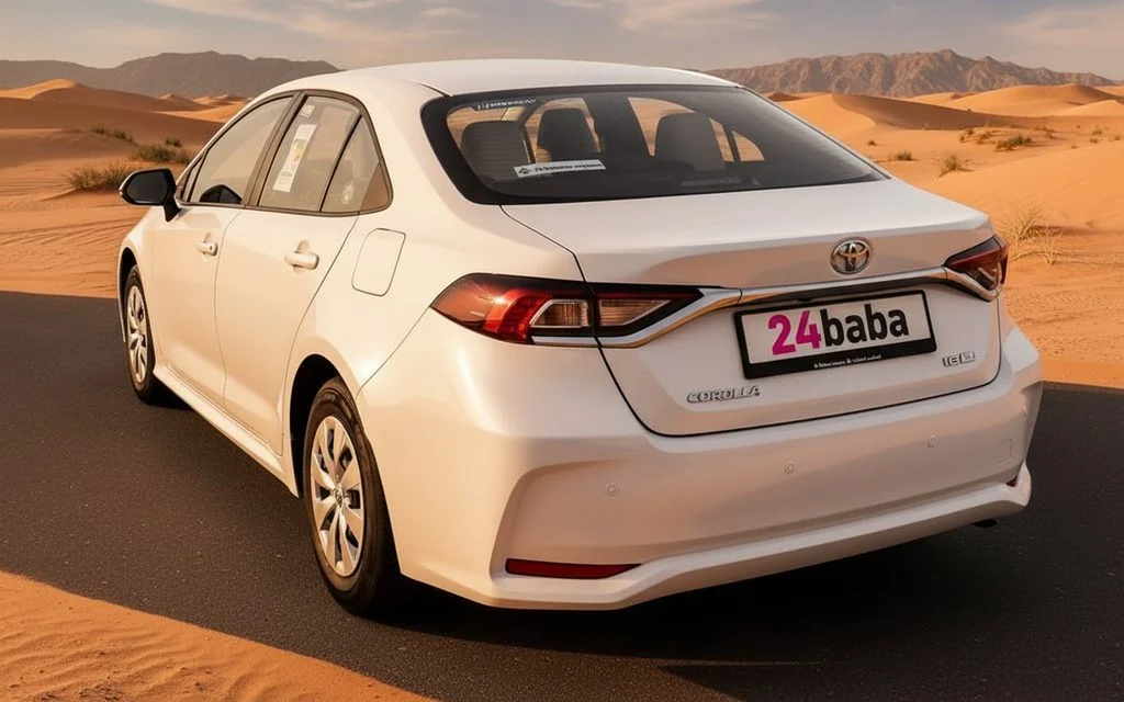 Toyota Corolla 2022 White rear view showing taillights – rental in Dubai