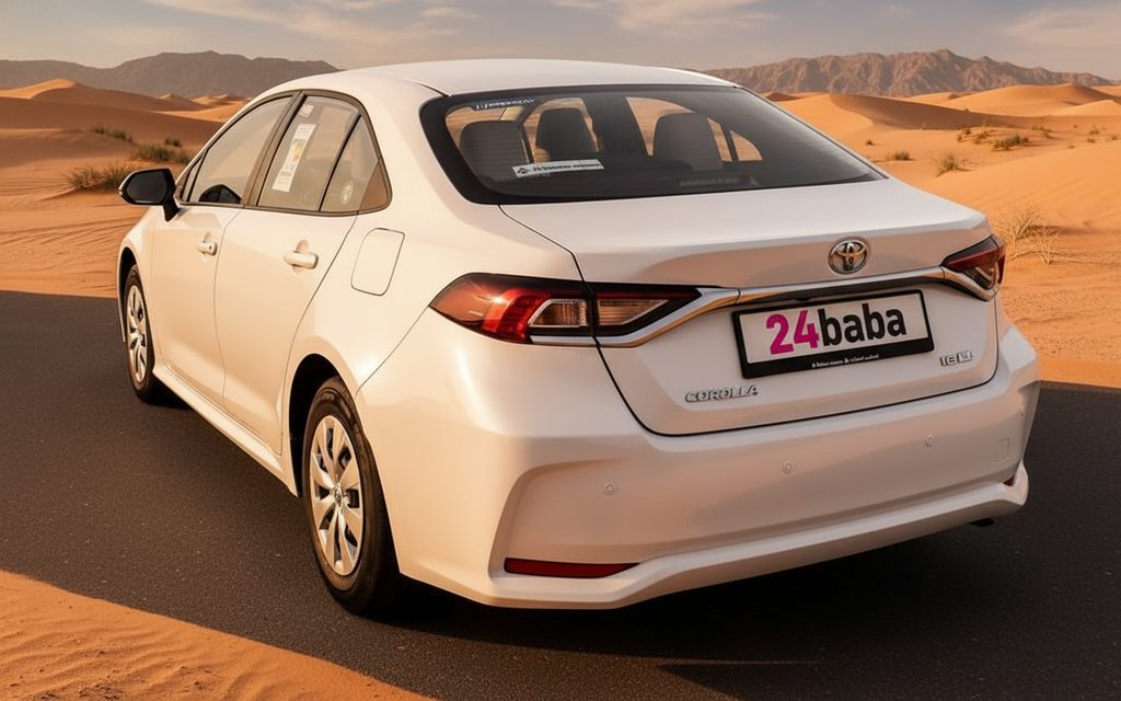 Toyota Corolla 2022 White rear view showing taillights – rental in Dubai