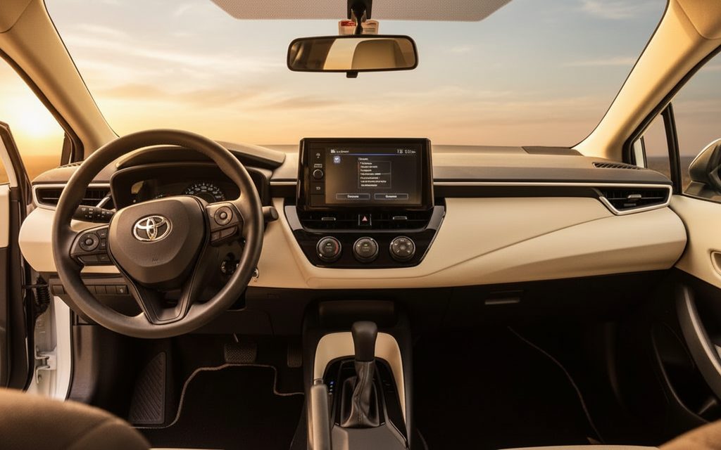 Toyota Corolla 2022 interior view showing trim – rental in Dubai