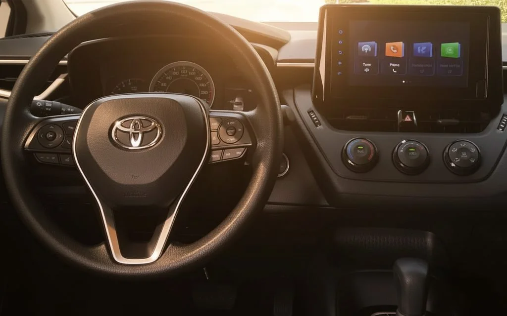 Toyota Corolla 2023 interior view showing trim – rental in Dubai