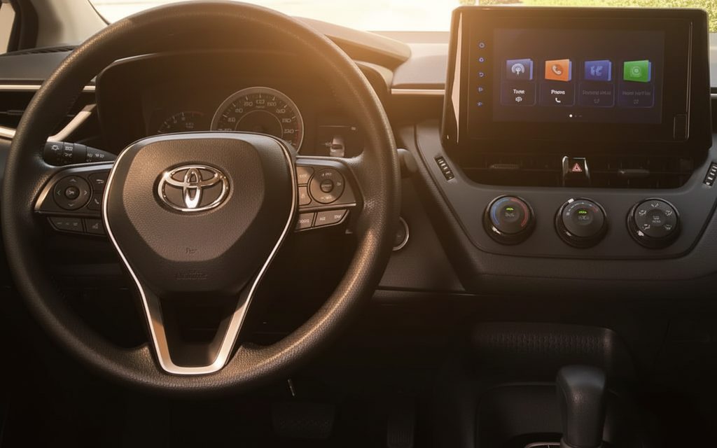 Toyota Corolla 2023 interior view showing trim – rental in Dubai